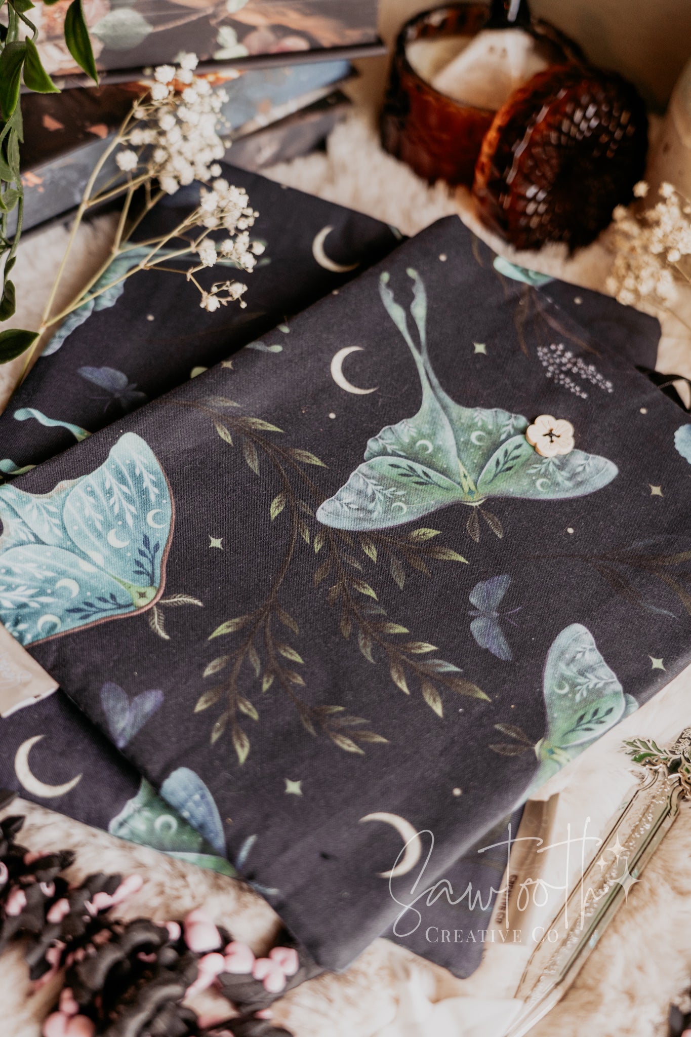 Lunar Moth - Fabric Booksleeve