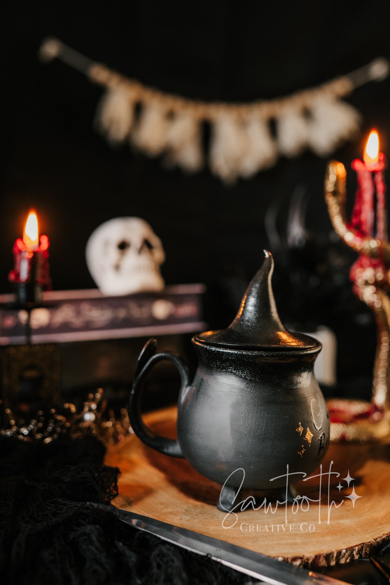 24k Gold Cauldron Boil Me Mug with Witch Hat - Large