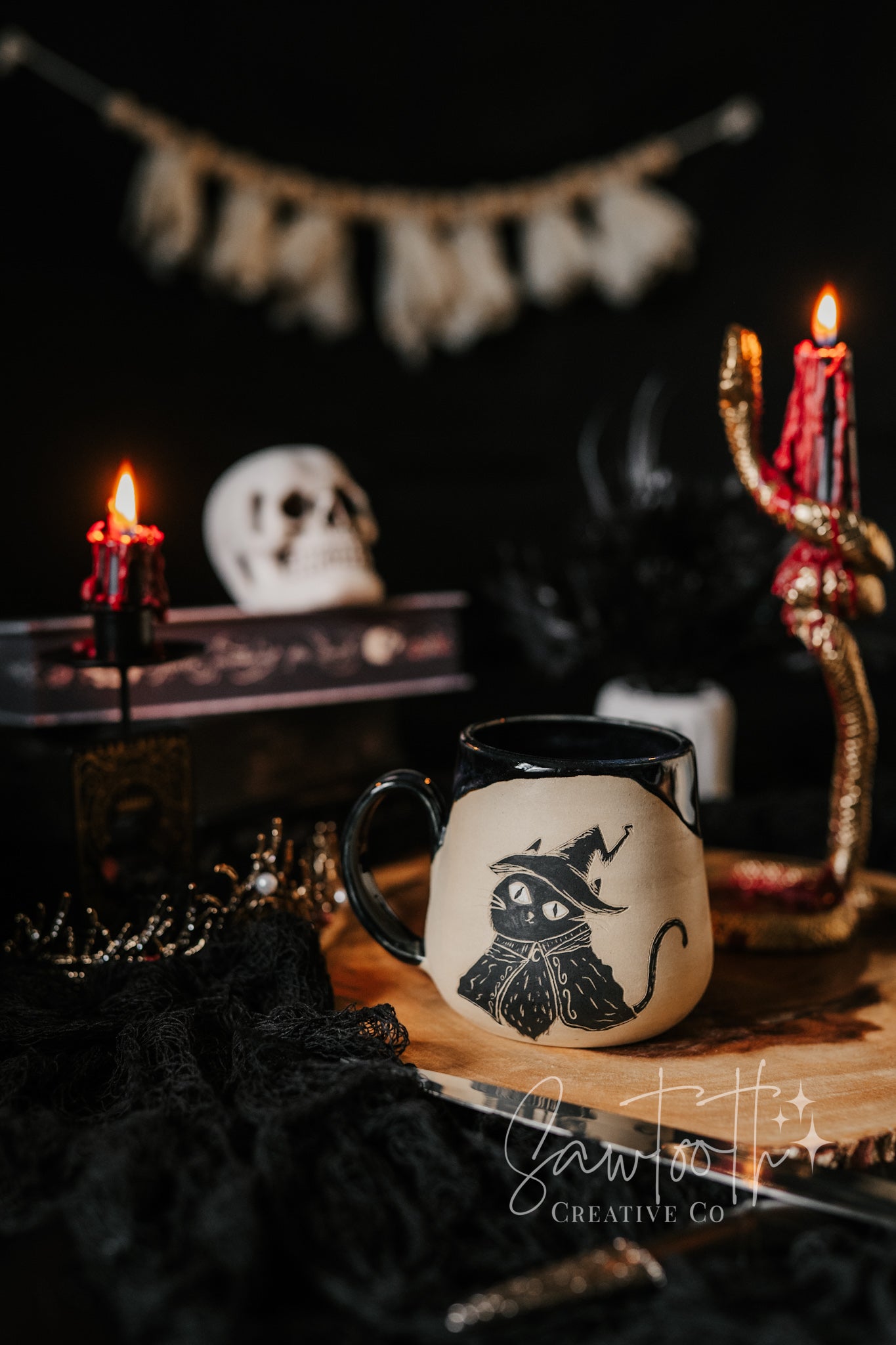 Kitty Witch/Skull Mug - Medium