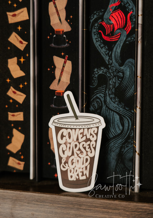 Covens, Curses, & Cold Brew Sticker