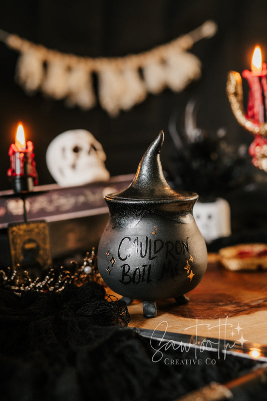 24k Gold Cauldron Boil Me Mug with Witch Hat - Large