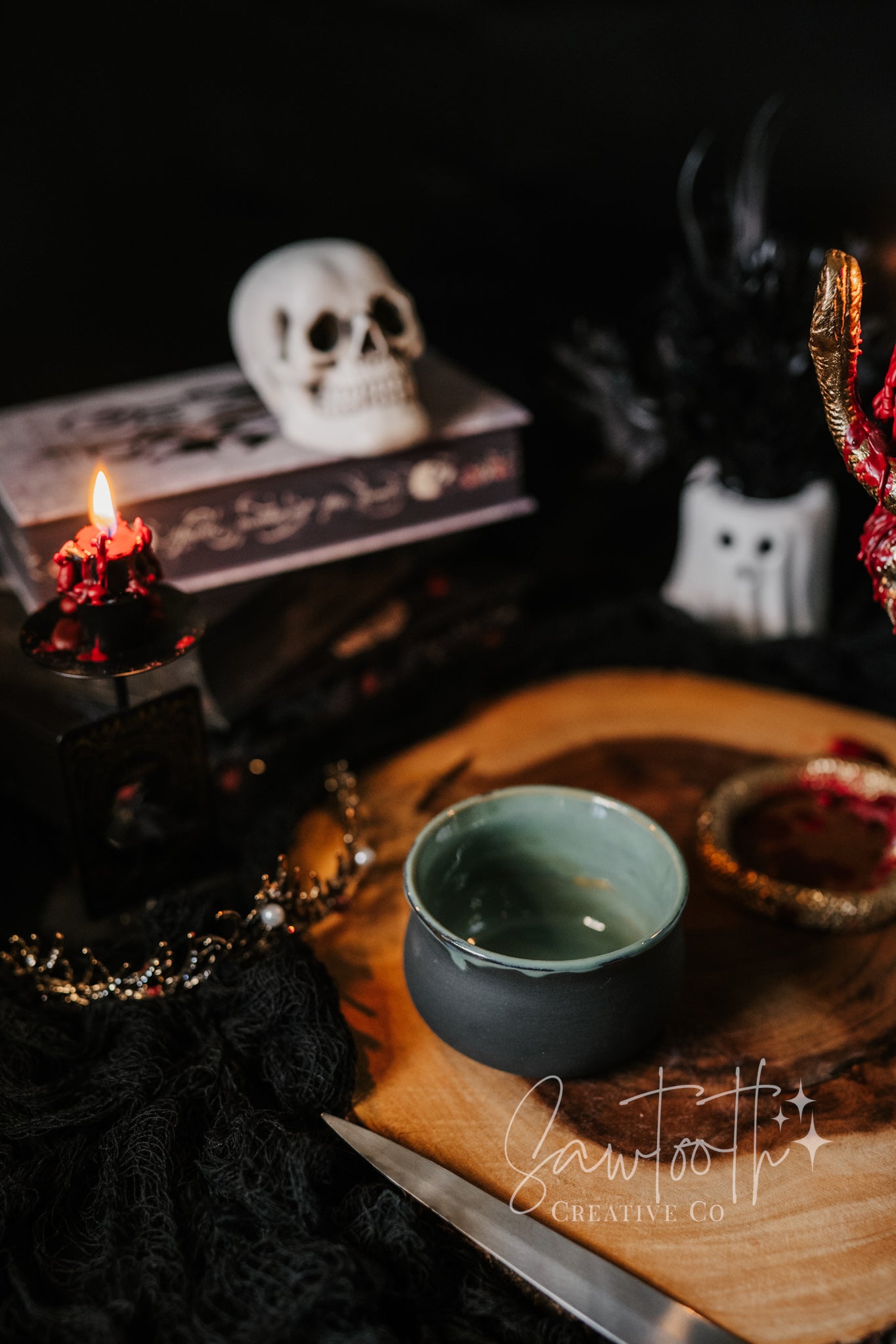 Small Cauldron Bowl - Black & Green