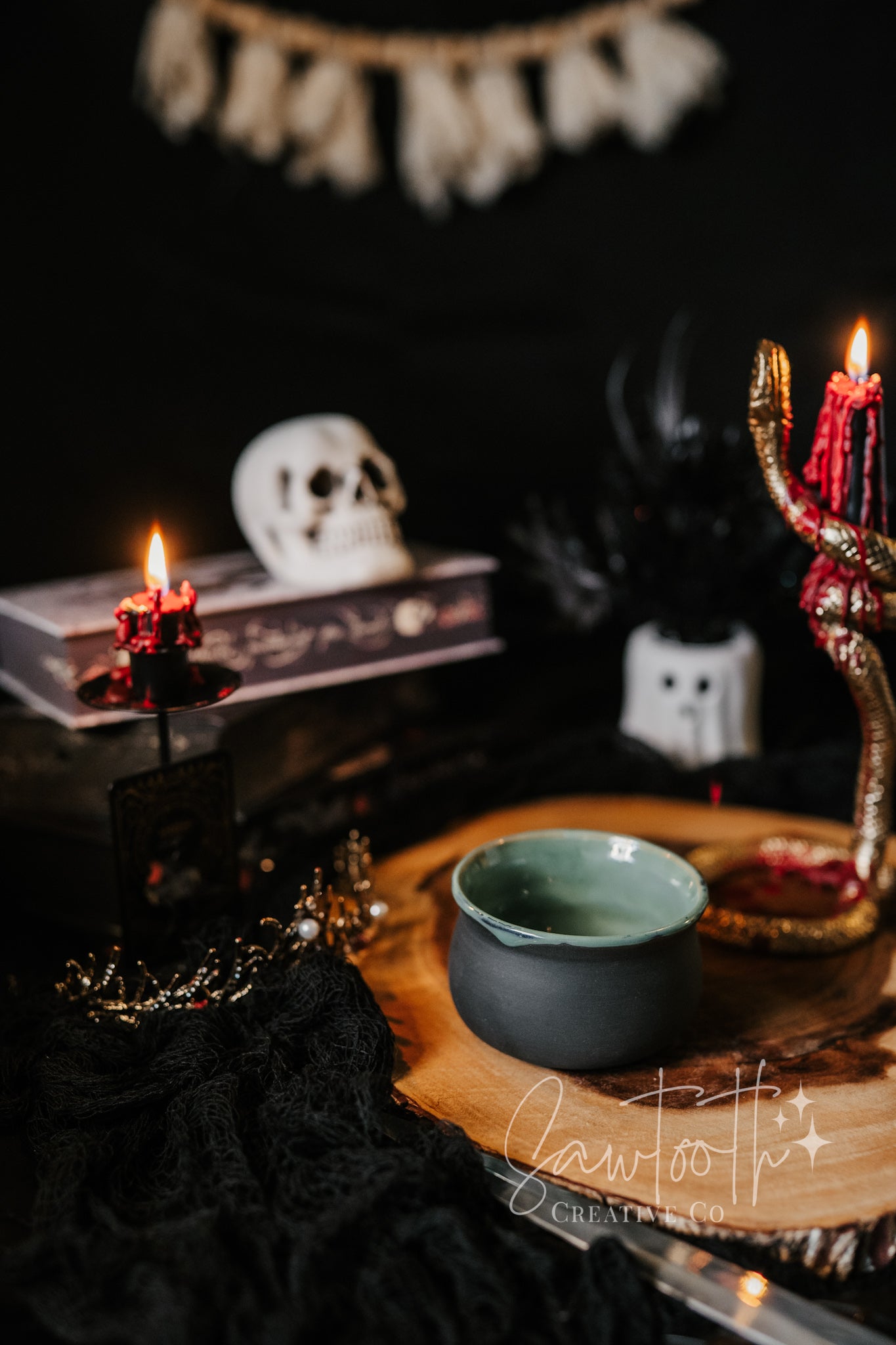 Small Cauldron Bowl - Black & Green