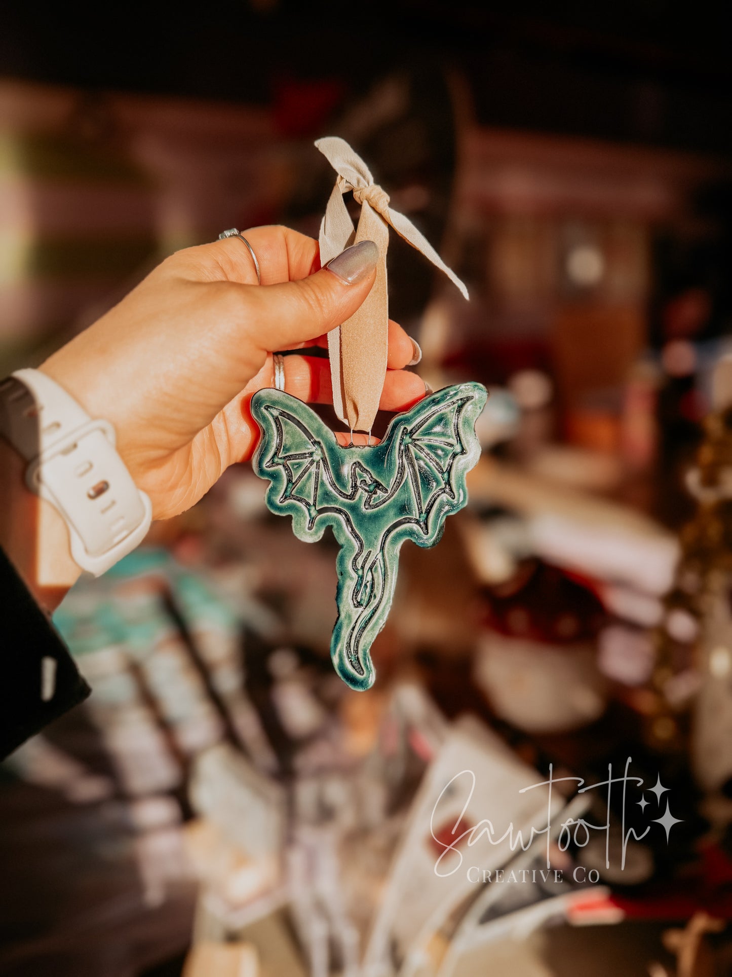 Tall Ceramic Dragon Ornament