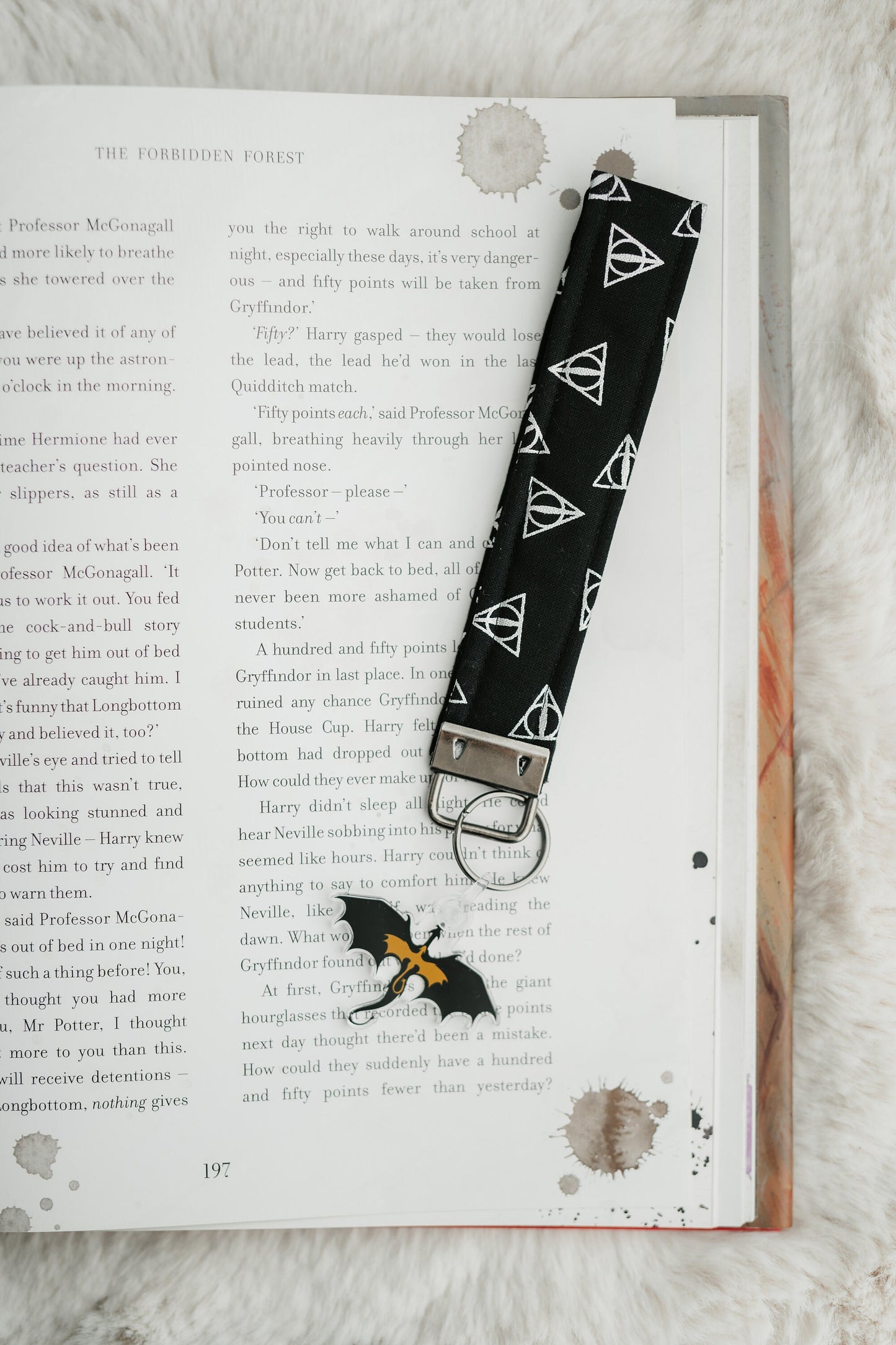 Bookish Wristlet Keychains | Harry Potter Keychain | Deathly Hallows |Bookish Keychain | Fabric Wristlet | Fantasy Reader | Fantasy Keychain