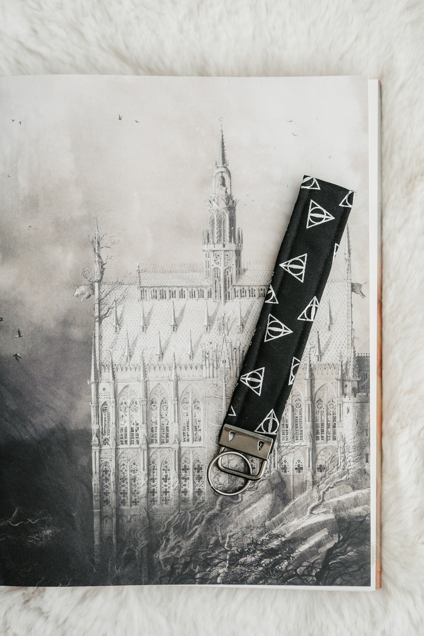 Bookish Wristlet Keychains | Harry Potter Keychain | Deathly Hallows |Bookish Keychain | Fabric Wristlet | Fantasy Reader | Fantasy Keychain