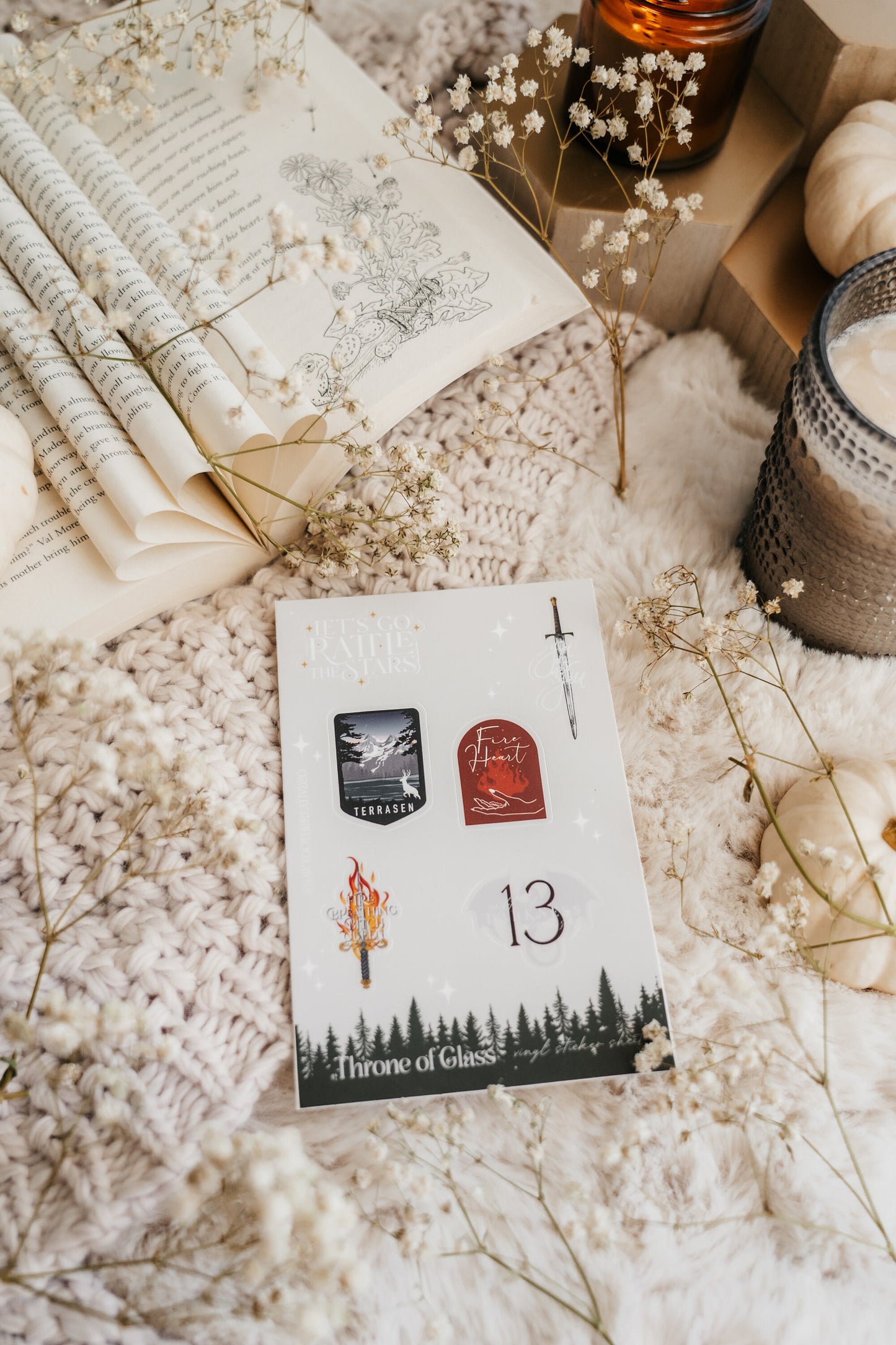 Throne of Glass Sticker Sheet | TOG | Aelin and Rowan | Fireheart | Terrasen | Sarah J Maas | Bookish Sticker Sheet | Kindle Stickers